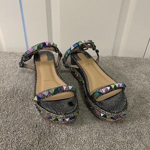 Christian Louboutin Wedge Multicolor Sandals Size EU 37